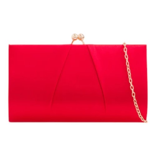 Ladies satin clutch bag kiss - satin,