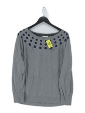Nautica Women's Jumper XL Grey Polkadot 100% Cotton Round Neck Pullover