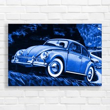 Vintage Yellow Beetle Blue