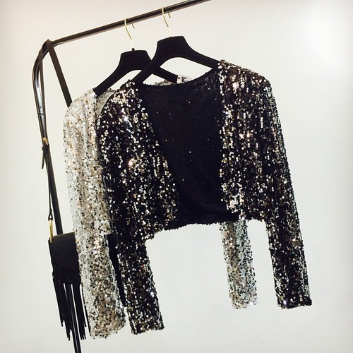 Women sequins cropped - women, cardigan