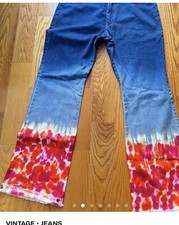 Voyage Passion RARE Vintage Print Tie Dye Flare Leg Y2K Jeans Size 38