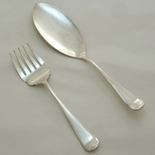 Old English design Edwardian silver plated cutlery pair of fish servers 28.8 cm