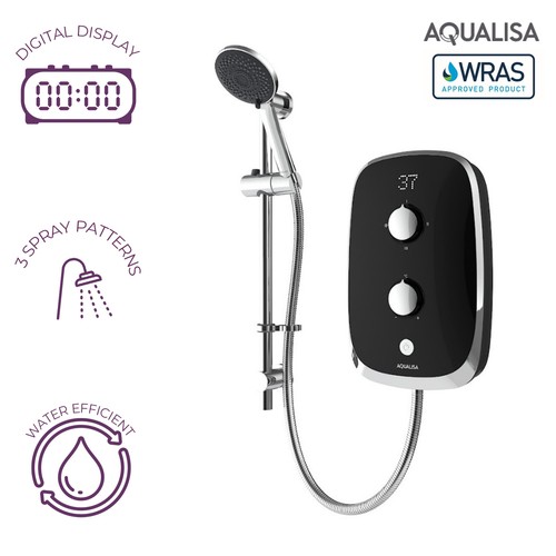 5kw black electric shower - 9.5kw,