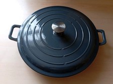 Go Cook Cast Iron Shallow Casserole Dish And Lid Orange Great For Frying 