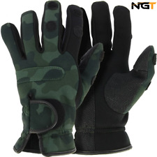NGT Carp Fishing Gloves Camo Neoprene Warm Winter Shooting Hunting - All Sizes