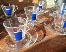 Vintage Lavazza Espresso Glass Cup & Saucer Set x 6 in GVC