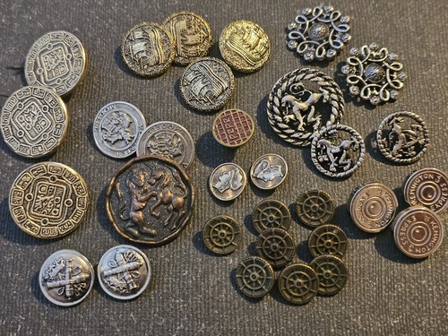 Job lot vintage metal - vintage, buttons