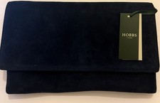 Hobbs Renata Suede Clutch Bag Suede Leather In Midnight Navy Blue - RRP £99