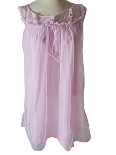 Vintage pink chiffon - pink, babydoll