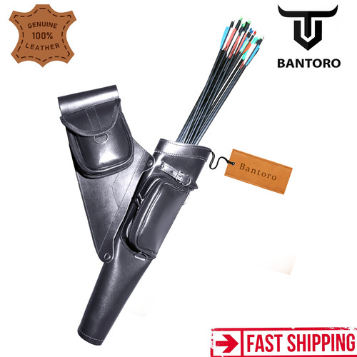 Black leather archery quiver - archery,