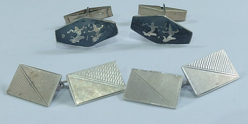 Silver cufflinks pairs - silver,