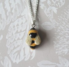 Bumble Bee Porcelain Pendant Necklace - Lucky Spiritual Animal Christmas Gift