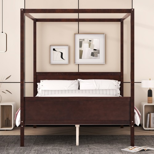 Queen size wood - canopy, bed