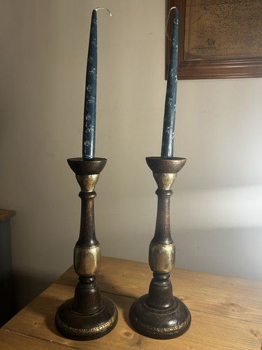 Pair large antique dark oak - large,