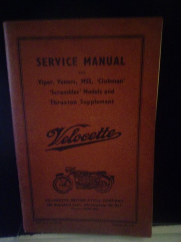 Velocette service manual for - velocette,