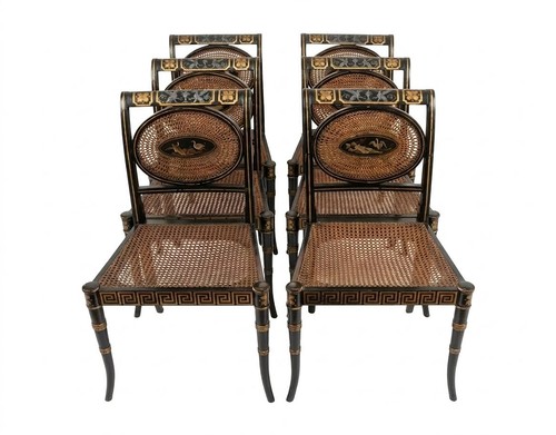 Six regency style ebonized - six,