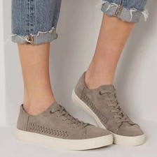 New!Toms Lenox Braided Suede Lace Up Sneaker Shoes Desert Taupe Tan Womens UK5