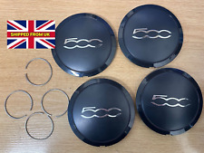 4X FIAT 500 BLACK / CHROME  Alloy Wheel Centre Cap  51884863 Inc-Fitting clips