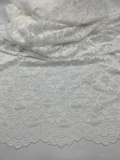 White Flower Scalloped Edge Floral Lace Fabric Stretch