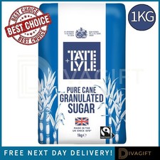 TATE AND LYLE GRANULATED SUGAR 1KG WHITE PURE SUGAR CANE FOR TEA COFFEE NEW