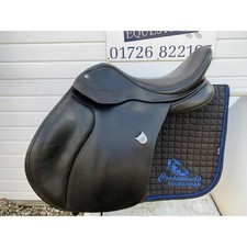16.5 Bates All Purpose Saddle Black Red Wide Gullet in Good Condition
