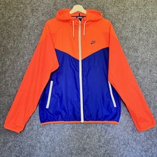 Vintage Nike Windrunner Windbreaker Jacket Orange Blue Size M with hood