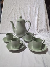 Spode Pottery England Flemish Green Coffee Pot Set Rare Mint Condition