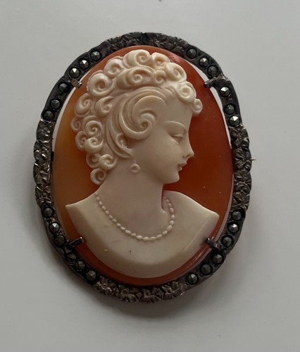 Vintage cameo pin pendant - vintage,