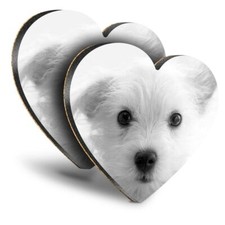 2x Heart MDF Coasters - BW -