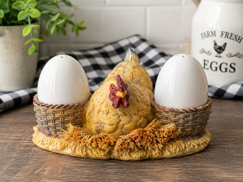 Ceramic hen egg holder - ceramic, salt
