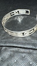  Genuine Hand Crafted Egyptian Silver Hieroglyphic Cuff Bracelet