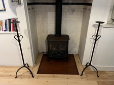 Cast Iron Tall Candlestick Pair