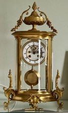 Large French 8 Days Striking Four Glass Ormolu clock , Visible Escapement