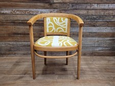 Mid-Century Blonde Bentwood Armchair Yellow Retro Upholstery Cow Horn Tub Chair
