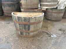 Genuine whisky barrel planter flat back plants shrubs flowers roses veg Oak