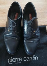 Pierre Cardin 80's Black Vintage Men's 2-Tone Leather Oxford Shoes UK 8 EU 42