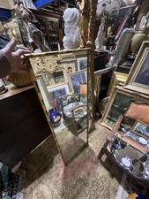 Vintage Solid Heavy Bamboo Edged Style Wall Hanging Mirror Gold Frame 60s Retro