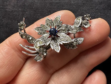 Vintage  Sterling Silver Mark Paste( No Lost )  Paving Flower Brooch