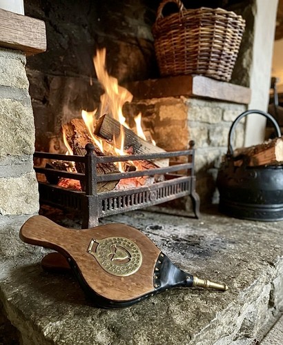 Vintage wood brass - &, leather