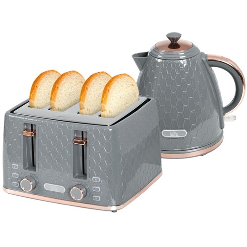 Grey kettle and toaster - kettle,