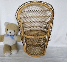 Vintage Peacock Wicker Chair for Vintage Dolls & Bears  (bears not included)
