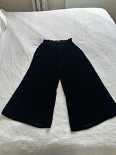 Coldwater Creek Black Silk Blend Velvet Wide Crop Leg Trousers Size L Pull On