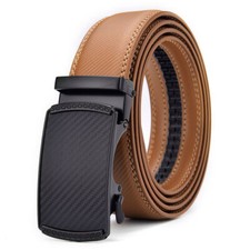 Mens Italian Leather Belt Belts Real New Sliding Buckle Trouser Black Brown Tan