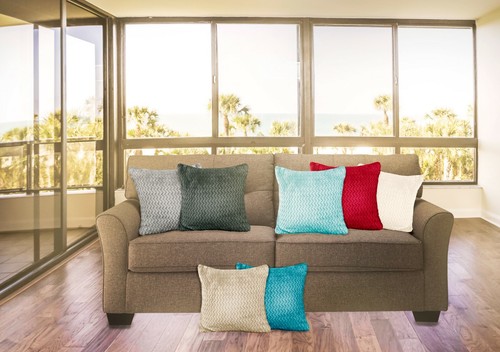 Modern ribbed chevron cushion - ribbed,
