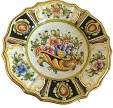 Vintage Deruta Gialletti  Italian Art Pottery Pure Gold Guilded Wall Plate 6"