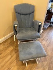 KUB Chatsworth Glider Nursing Chair & Footstool (Blue Grey) - Great Condition