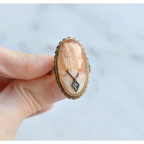 Antique 14k gold habille cameo - 14k,