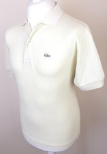Mens Lacoste Light Yellow Polo Shirt Size L Vintage Cotton *Rare Branding* 1-677
