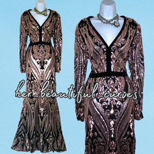 QUIZ GLITTER SEQUINNED HERITAGE PATTERN MAXI EVENING PARTY DRESS SIZE 16