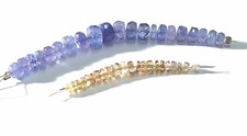 Violet-Blue and Natural Golden-Yellow Faceted Tanzanite beads 24ct